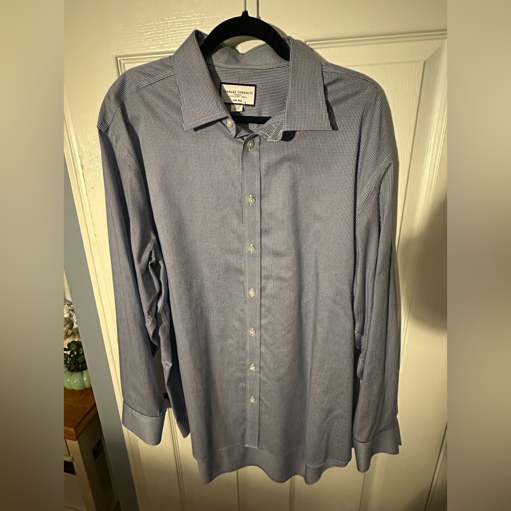 Charles Tyrwhitt Men's Blue Checkered Dress Shirt~18 36~Non Iron Classic Fit